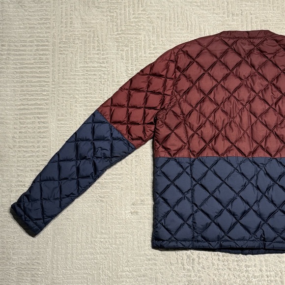 Lole Quilted Down Puffer Jacket with snap buttons Burgundy & Navy Jacket W’s Med - Picture 11 of 12